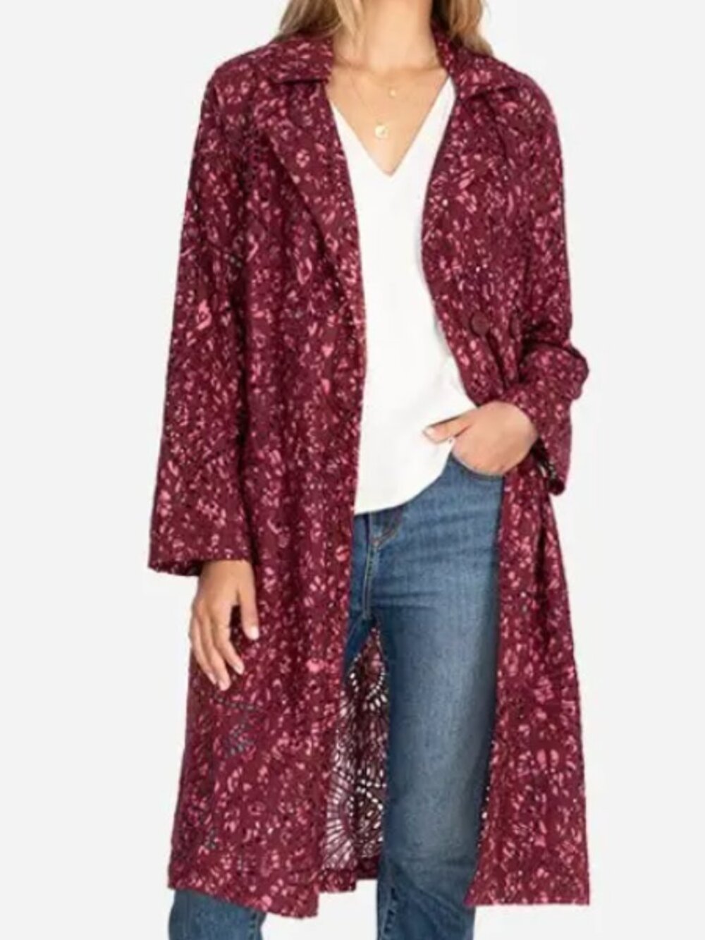 Johnny Was Zaragoza Linen Trench Coat L NWT